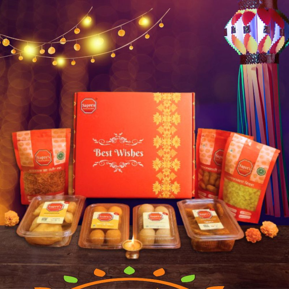 Diwali Faral Family Box (7-in-1) 1320g | For Families | Sweet & Spicy Mix Snacks